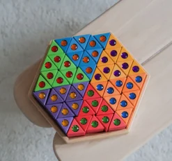 Bauspiel Houten Driehoekige Blokjes Met Glittersteentjes, 54 Stuks