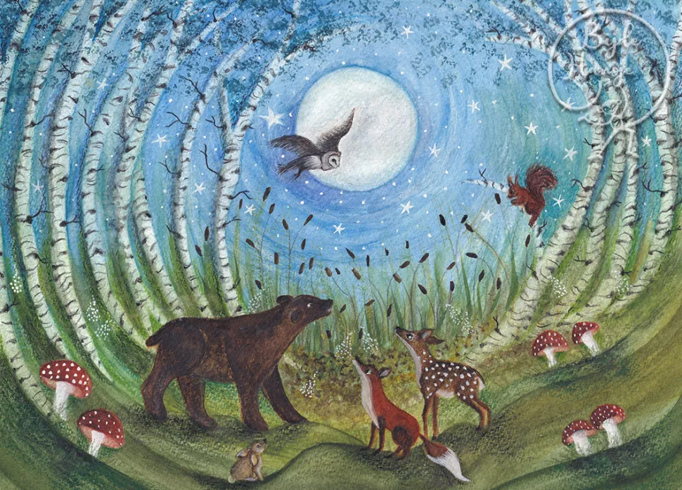 BijdeHansje Ansichtkaart Bosdieren