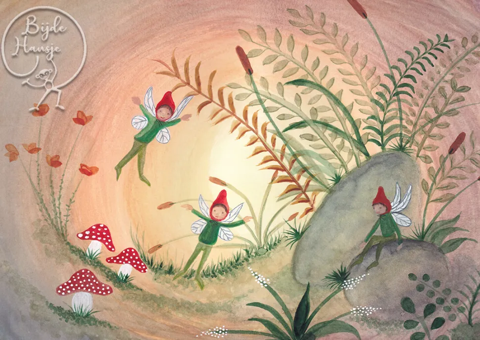 BijdeHansje Ansichtkaart Gnome Fairies