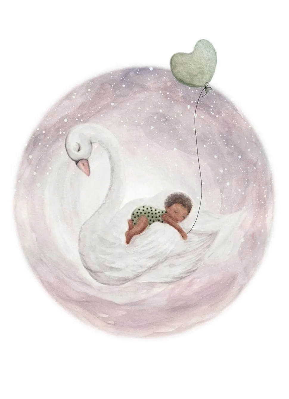 BijdeHansje Ansichtkaart Baby Kaartje Lila