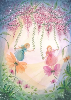 BijdeHansje Ansichtkaart Feetjes Met Bloemen