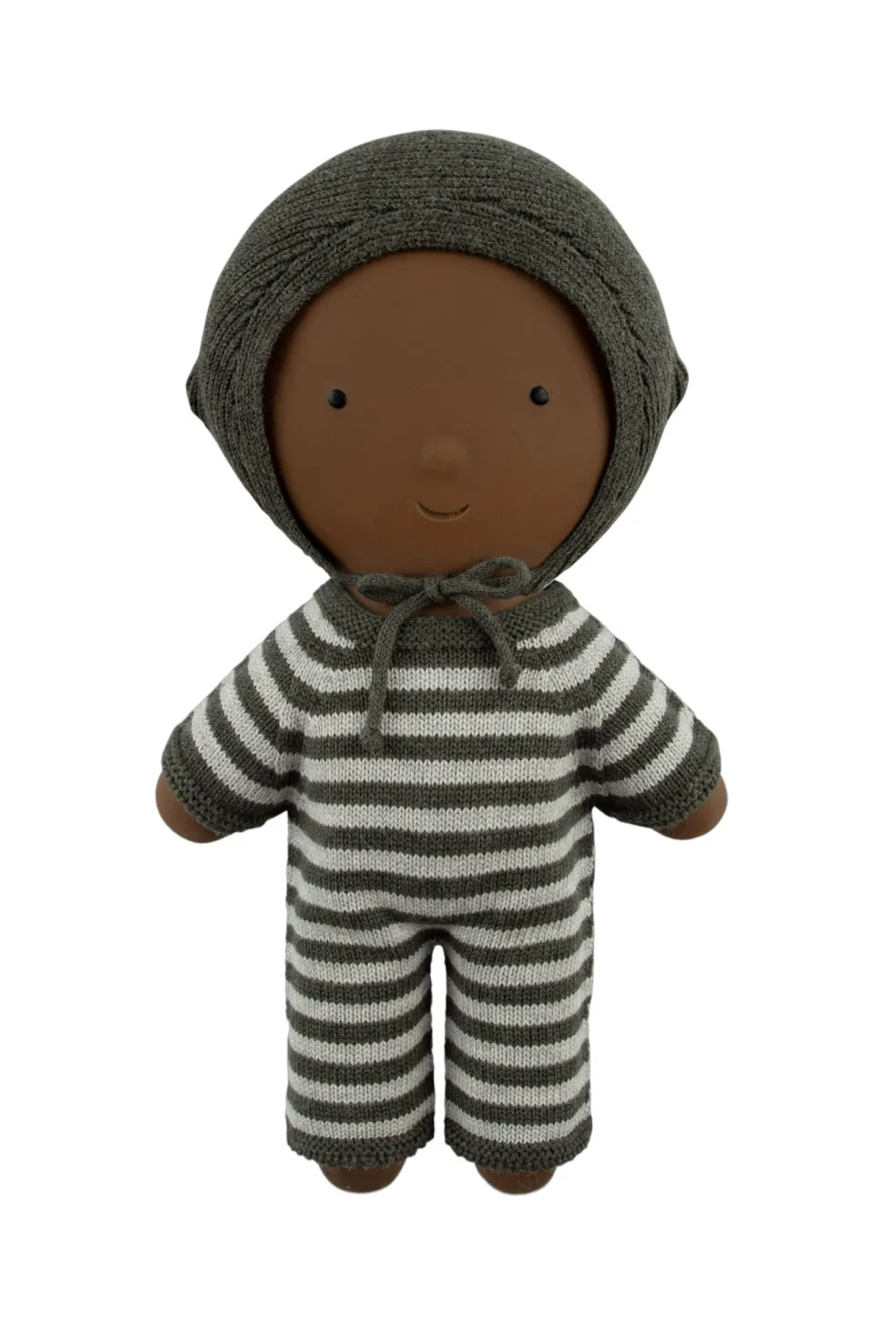 Gommu Onepiece Lang, Grijs Met Donkergroene Dikke Strepen