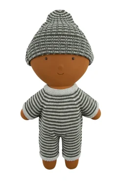 Gommu Onepiece Lang, Grijs Met Donkergroene Dunne Streepjes