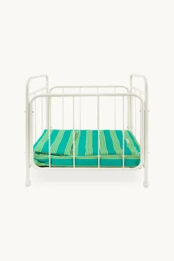 Gommu Poppen Ledikant Met Groen Gestreept Beddengoed