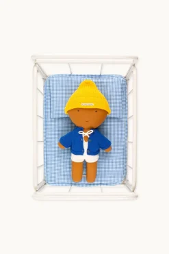 Gommu Poppen Ledikant Met Blauw Geruit Beddengoed