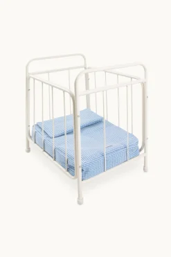 Gommu Poppen Ledikant Met Blauw Geruit Beddengoed