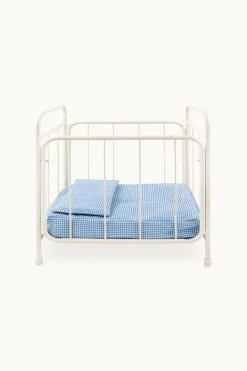 Gommu Poppen Ledikant Met Blauw Geruit Beddengoed