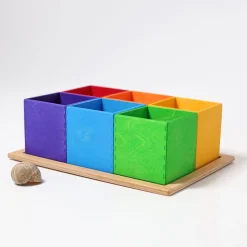 Grimm's Houten Bakjes, Regenboogkleur 6 Stuks