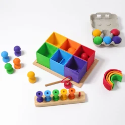 Grimm's Houten Bakjes, Regenboogkleur 6 Stuks