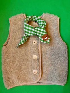 Luka Luna Bandana Lichtgroene Ruitjes + Beertjes Embleem