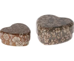 Maileg 2 Metalen (tanden)doosjes In Hartvorm, Blauw En Oker